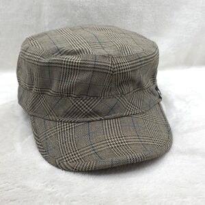Tribe Hat Cap Army Fitted Mens Small Gray Plaid Cadet Lined Stash Pocket Casual